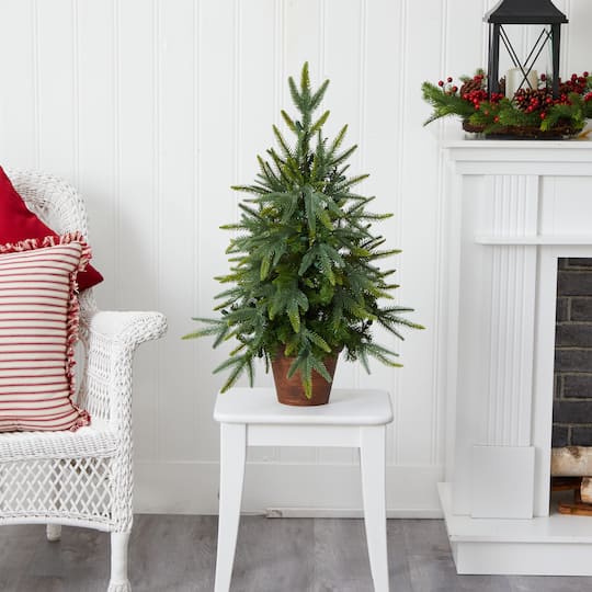 2.5ft. Pre-Lit Christmas Tree with Planter, Clear Lights